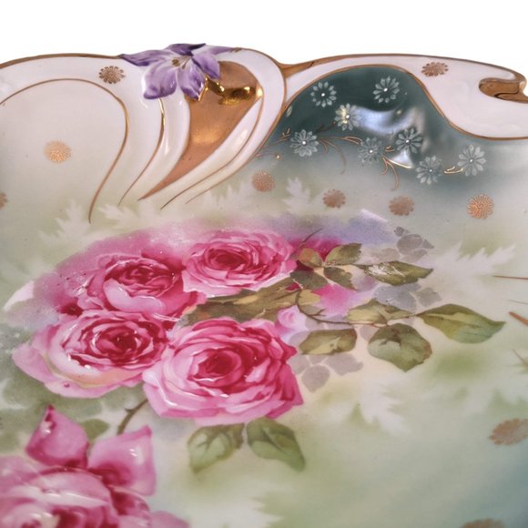 RS Prussia 19th Century Ornate Rose Gilt Scalloped Cabinet Bowl - Picture 6 of 10